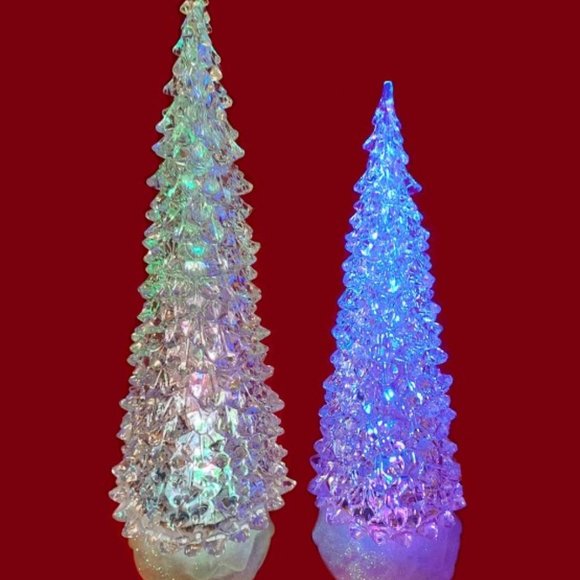 Cracker Barrel Other - Vintage Cracker Barrel 12.5" and 10.5" Clear Acrylic Light Up Christmas Trees